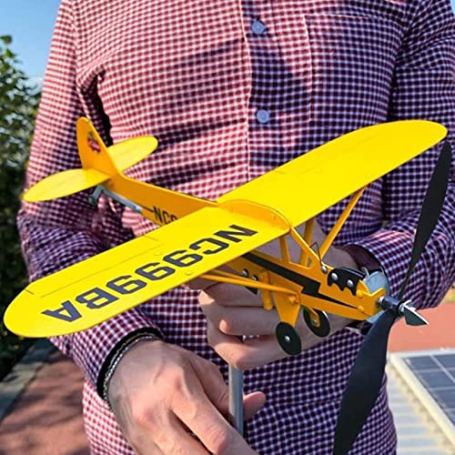 Fellflying Piper J3 Flugzeug-Windfahne, Metall-Gartenflugzeug, Windspiel, Windmühlen-Gartenpflock, Windmühle, Klassisches Flugzeug, Tolle Gartendekoration,32X28CM von Fellflying