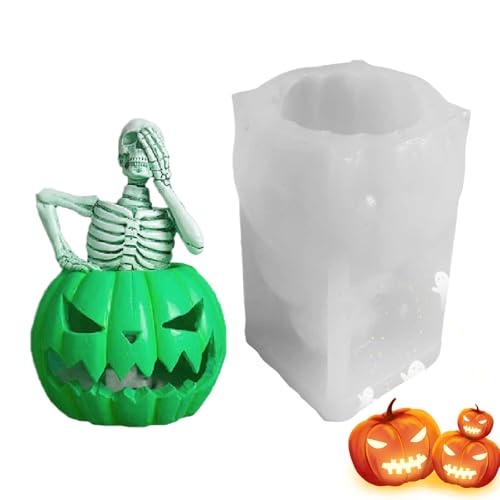 Fellflying Skelett Kerzenform | Schädel-förmige Halloween Kerzenformen | Gruselige Form Für Seifenhersteller Tischdekoration Für Cupcakes Süßigkeiten Schokoladenkuchen von Fellflying