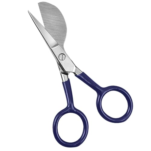 Fellflying Teppichschneideschere - 4,72 Zoll scharfe Entenschnabelapplikation Edelstahlschere,Nähstoffschere mit gebogenem Griff Kantenschneider für Maschinenstickerei von Fellflying