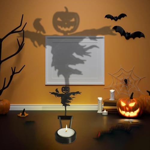 Halloween Kerzenhalter Gruseliger Geist Teelicht Schatten Halloween Horror Kerzenhalter Metall Dekoration Teelicht Schattenwerfer Gruseliger Geist Teelicht Schattenwerfer Dekorationen von Fellflying