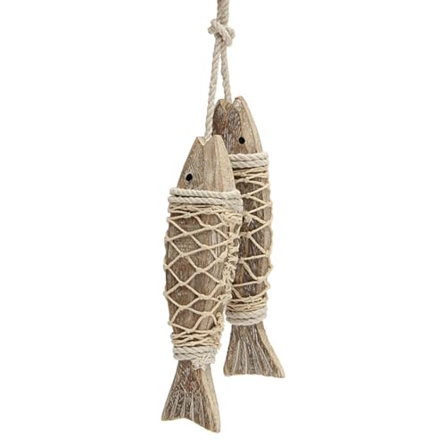 Huasean Holzdekoration Fisch Zum Aufhängen, Holzfisch-Dekoration, Handgeschnitzter Holzfisch, Maritime Wanddekoration, Mediterraner Stil, Holzdekoration Für Zuhause, Drinnen Und Draußen von Fellflying