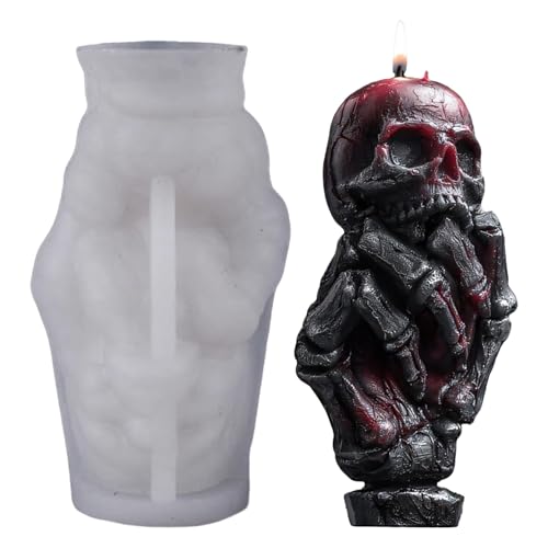 Silikonschädel Kerzenformen, 3D Geisterhand Schädel Silikonformen, Halloween Dekoration, Wiederverwendbares Harzgussform, Seife Machen Schimmel, Gipsform Für Freunde Kinder Frauen Männer von Fellflying
