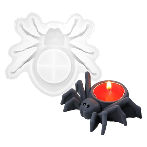 Spinne Harz Kerzenhalter Form Halloween Kerzenhalter Silikonform Wiederverwendbare Teelicht Kerzenhalter Silikonformen Kerze Dochthalter Halloween Dekoration von Fellflying