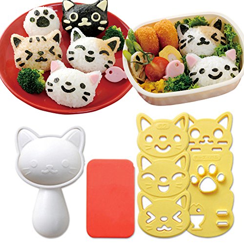 Fellibay Reiskugelform-Set Katze schöne Reiskugelform Sushi-Form Muster Sushi Küche Reisform Sandwich DIY Küchenwerkzeuge von Fellibay