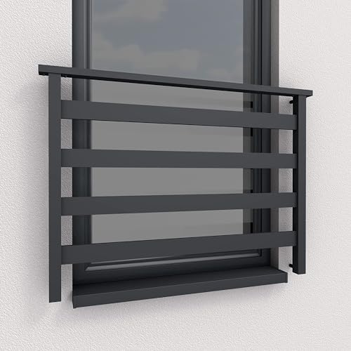 AluBasic Französischer Balkon Aluminium Stabgeländer Balkongitter Fenstergitter Anthrazit RAL 7016 matt (1, 100x100cm) von Fello