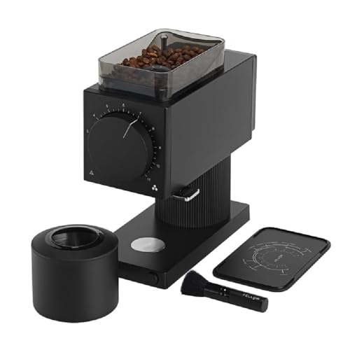 Fellow Gen 2 Ode Kaffemühle – Elektrische Kaffeemühle mit Kegelmahlwerk mit 31 Einstellungen für Drip, French Press & Cold Brew – platzsparend – Mattschwarz von Fellow
