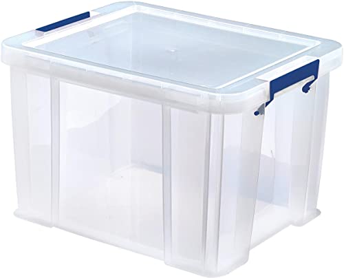 3 Bankers Box ProStore Aufbewahrungsbox aus Kunststoff mit Deckel, 36 l, superstarke stapelbare Kunststoff-Aufbewahrungsboxen (31,5 x 47,5 x 38 cm), transparent von BANKERS BOX