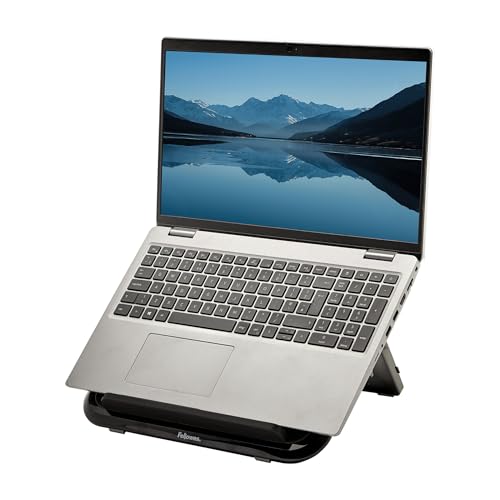 Fellowes Everyday Laptopständer für Schreibtisch – Verstellbar mit 7 Höhen – Tragbar für Zuhause, Büro & Hybridarbeit – Max. 17", 4 kg – Schwarz von Fellowes
