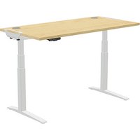 Fellowes Levado elektrisch höhenverstellbarer Schreibtisch ahorn rechteckig, C-Fuß-Gestell silber 180,0 x 80,0 cm von Fellowes