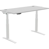 Fellowes Levado elektrisch höhenverstellbarer Schreibtisch grau rechteckig, C-Fuß-Gestell weiß 160,0 x 80,0 cm von Fellowes