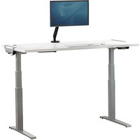 Fellowes Levado elektrisch höhenverstellbarer Schreibtisch weiß rechteckig, C-Fuß-Gestell silber 180,0 x 80,0 cm von Fellowes