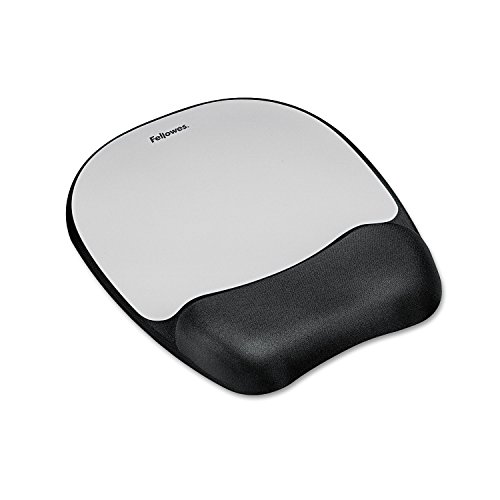 Fellowes Memory Foam Handgelenkauflage mit Mauspad für optische Mäuse, ergonomisch, mit weicher Schaumstofffüllung und Stoffbezug - schwarz/Silber von Fellowes