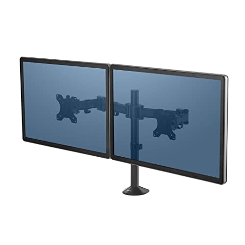Fellowes Monitor Halterung 2 Monitore - Monitor Arm für 2 Bildschirme bis 68,5 cm (27 Zoll) - bis 180° Drehung & Höheneinstellung - Befestigung mit Klemme - schwarz von Fellowes