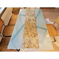Tischläufer Kuhfell Beige/Braun Gold Metallic Ca. 147cm X 30cm von Fellschmiede