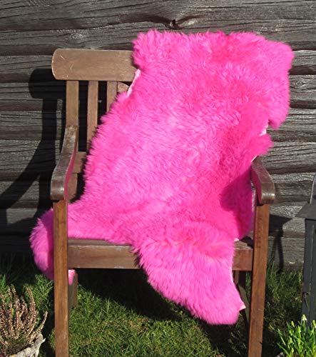 Felltrade Merino Schaffell Lammfell Fell echt gefärbt groß, pink, ökologische Gerbung (110-120 cm) von Felltrade