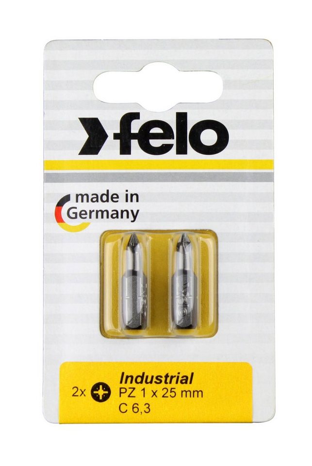 Felo Kreuzschlitz-Bit Felo Bit, Industrie C 6,3 x 25mm, 3 Stk auf Karte PZ 1 / PZ 2 / PZ 3 von Felo