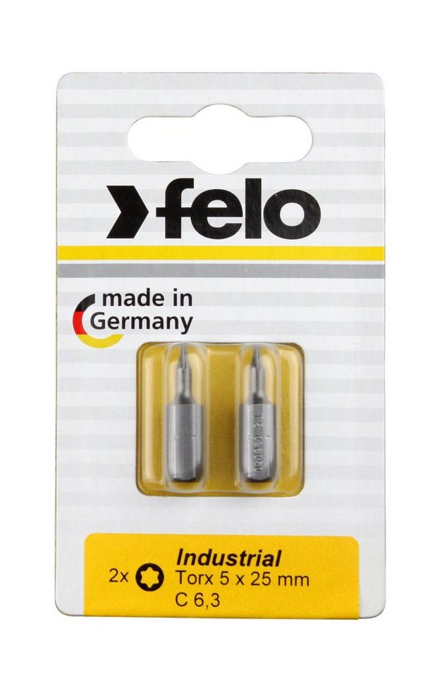 Felo Torx-Bit Felo Bit, Industrie C 6,3 x 25mm, 2 Stk auf Karte 2x Tx 7 von Felo