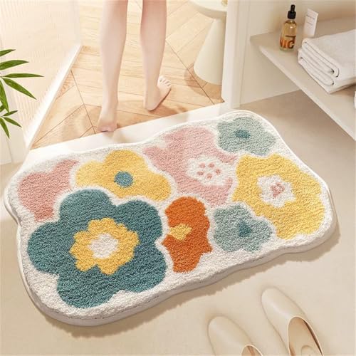Felowaigam Zottel-Badeteppich mit Blumenmuster, extra weich, hoch saugfähig, rutschfest, Plüsch, zottelig, maschinenwaschbar, ideal für Badezimmerboden, Badewanne und Dusche, 40 x 60 cm, bunt Felowaigam Zottel-Badeteppich mit Blumenmuster, extra weich, hoch saugfähig, rutschfest, Plüsch, zottelig, maschinenwaschbar, ideal für Badezimmerboden, Badewanne und Dusche, 40 x 60 cm, bunt von Felowaigam
