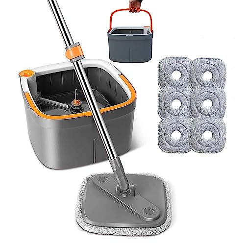 Feloyal Bodenwischer Wischmopp Set Spin Mopp und Eimer Set mit 6 Mikrofaser-Mopppads mit Selbsttrennendem Schmutz und Frischwassersystem Selbstauswringendem um 360°Drehbarem Quadratischem Moppkopf Feloyal Bodenwischer Wischmopp Set Spin Mopp und Eimer Set mit 6 Mikrofaser-Mopppads mit Selbsttrennendem Schmutz und Frischwassersystem Selbstauswringendem um 360°Drehbarem Quadratischem Moppkopf von Feloyal