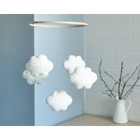 Baby Mobile Wolke Kinderzimmerdeko Boucle Mobile Fantasievolles von FeltBabyCorner