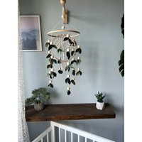 Baby Mobile Wald, Krippe Baum Und Blätter, Kinderzimmer Grün Floral Mobile, Makramee Handy Übergeben, Wald von FeltDreamByV