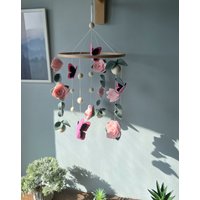 Blumen Baby Mobile, Schmetterling Mobile, Grüne Hängende Filz Handy, Krippe Mobile Für Mädchen, Kinderzimmer Dekor von FeltDreamByV