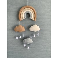 Kinderzimmer Deko Wandbehang - Neutral Baby Mobile Baby Mobile Regenbogen Und Wolke Dekor Bebe Shower Geschenk von FeltDreamByV