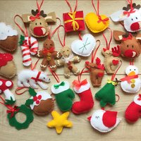 Adventskalender-Ornamente Aus Filz, 24Er-Set, Weihnachtsdekorationsset, Weihnachtsschmuck, Handgefertigt von FeltDreamsStore