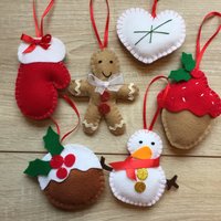 Handgemachte Weihnachtsdekorationenset Mit 6 Stück Filz Ornamenten von FeltDreamsStore
