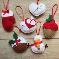 Weihnachtsschmuck Handgemachtes Set Von 6 von FeltDreamsStore