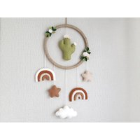 Kaktus Kinderzimmer Dekor, Regenbogen Wandbehang, Neutrales Neues Baby Geschenk, Werdende Mama Geschenk von FeltToysShopUA