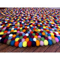 100% Wolle Mehrfarbiges Kissen/Teppich von FeltandthreadStore