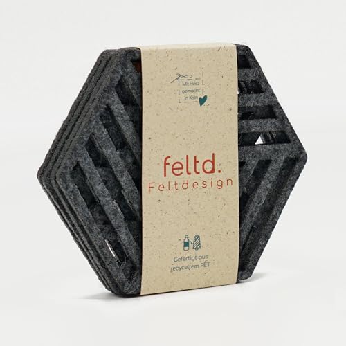 Eco Filz Glasuntersetzer Geometric - 4er Set Shadow von Feltd.