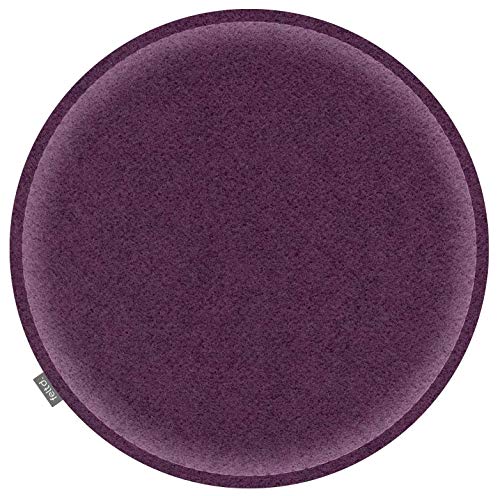 Feltd. Eco Filz Auflage Ø 34cm Kissen rund universal Sitzauflage - 30 Farben - optional inkl. Antirutsch und gepolstert (aubergine) von Feltd.