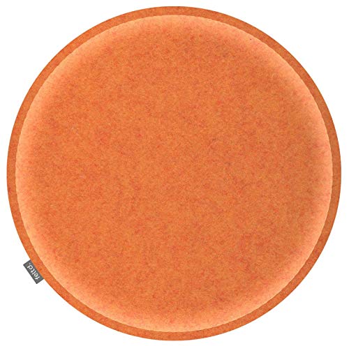 Feltd. Eco Filz Auflage Ø 34cm Kissen rund universal Sitzauflage - 30 Farben - optional inkl. Antirutsch und gepolstert (orange) von Feltd.
