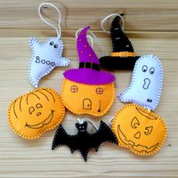 Boo-Tiful Handgefertigtes Halloween-Dekor - Filzornamente-Set Mit Geistern, Kürbissen, Fledermäusen Und Hexenhut 7Er-Set Boo-Tiful Handgefertigtes Halloween-Dekor - Filzornamente-Set Mit Geistern, Kürbissen, Fledermäusen Und Hexenhut 7Er-Set von FeltdecorbyInes