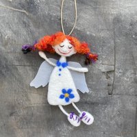 Weihnachtsengel Mädchen Weihnachtsschmuck Nadel Gefilzter Wollbaum Dekoration Niedliches Handgemachtes Haus Fee Figur Dekor Einweihungsparty von FeltedCloudsShop