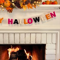 Happy Halloween Girlande/Wolle Banner Herbst Filzkugel Wollfilz Brief Kaminsims Dekor von FeltnPlay