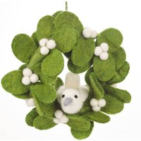 Mini-Kranz Aus Filz Mit Taube - Mistelzweig Handarbeit Fair Trade Mini-Kranz Aus Filz Mit Taube - Mistelzweig Handarbeit Fair Trade von Feltsogoodltd