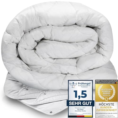 Feluna® 4-Jahreszeiten Kamelhaar-Decke aus 100% Kamelhaarflaum Steppbett Duo Bettdecke zum Knüpfen (135 x 200 cm) von Feluna