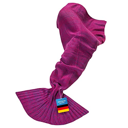 Feluna® Meerjungfrau Kuscheldecke Wolldecke Flossen-Decke Wohndecke Tagesdecke Strickdecke; Pink Rot von Feluna
