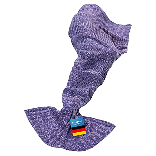 Feluna® Meerjungfrau Kuscheldecke Wolldecke Flossen-Decke Wohndecke Tagesdecke Strickdecke; Violett Lila von Feluna