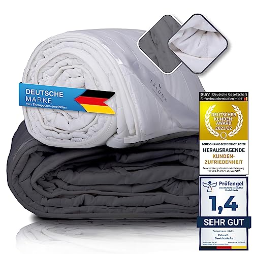 Feluna® XXL Gewichtsdecke 155x200cm Therapie-Decke 8kg - Anti-Stress Bettdecke Weighted Blanket - Entspannungsdecke für Angst- u. Schlafstörungen (Weiß) von Feluna