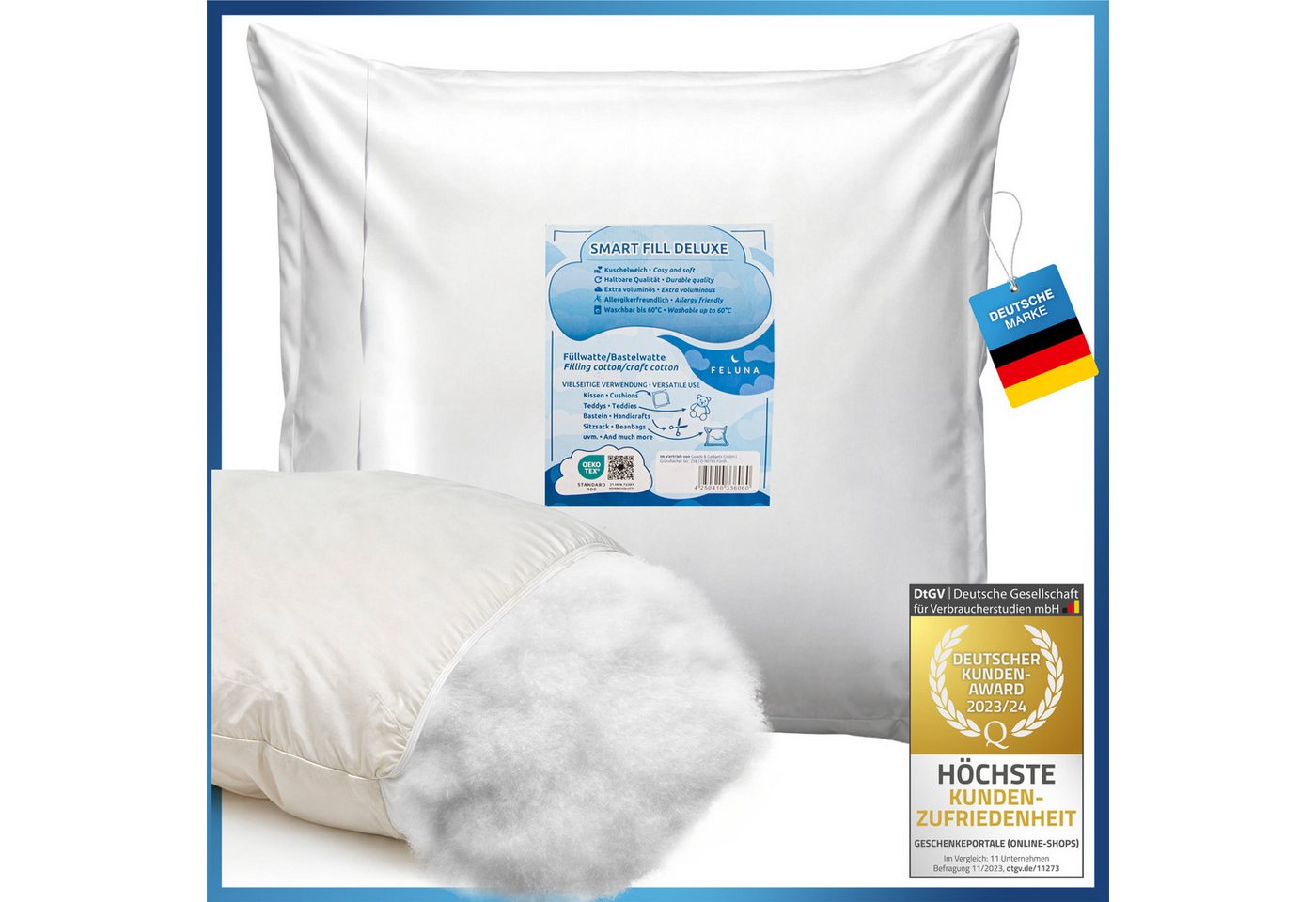 Feluna Kissenfüllung Flauschiges Polyester Füllmaterial, Füllwatte für Kissen, Stofftier- & Bastelwatte Feluna Kissenfüllung Flauschiges Polyester Füllmaterial, Füllwatte für Kissen, Stofftier- & Bastelwatte von Feluna