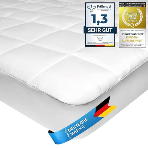 Feluna Mikrofaser Matratzen-Topper gepolsterter Matratzen-Auflage - Matratzenschoner Unterbett Microfaser-Polyester-Schoner mit Soft-Touch; 140 x 200 cm von Feluna