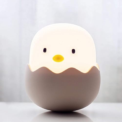 FemKey LED Nachtlicht Kinder, Tragbare USB Aufladbar Nachtlicht Baby Dimmbar, Silikon Stilllicht Küken Nachtlampe Kinder, Touch Nachttischlampe für Babyzimmer Kinderzimmer Schlafzimmer Deko - Ei von FemKey