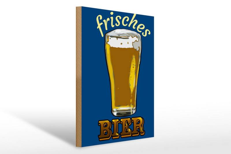 Femer GmbH Holzbild 30x40cm frisches Bier Bierglas, Essen Trinken Genuss (1 St), Glatte Holzfaserplatte (MDF), vorn beschichtet von Femer GmbH