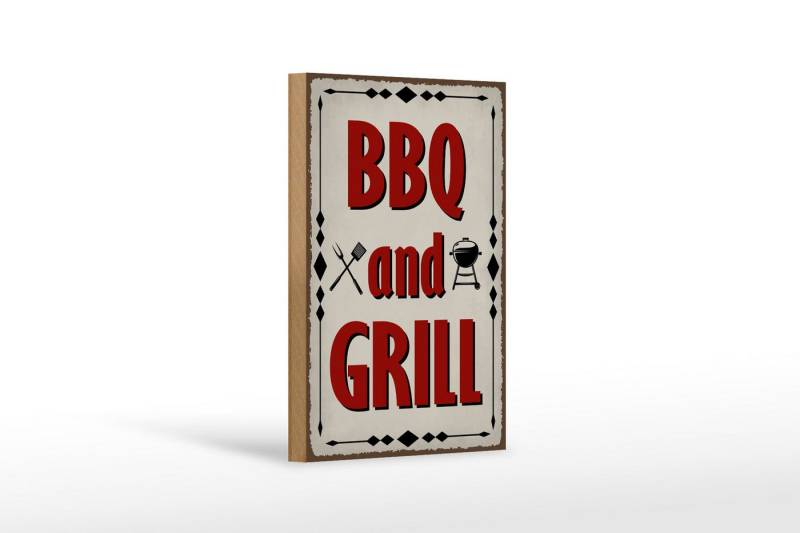 Femer GmbH Holzbild Hinweis 12x18 cm BBQ and Grill, (1 St), Glatte Holzfaserplatte (MDF), vorn beschichtet von Femer GmbH