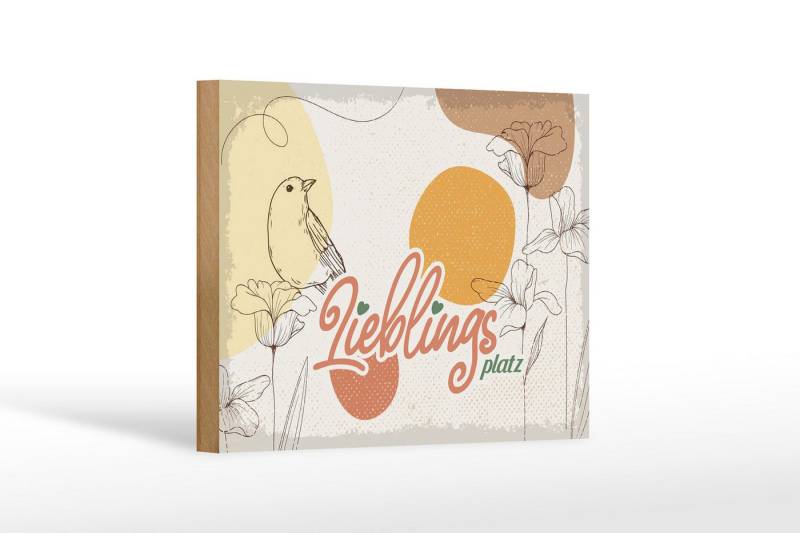 Femer GmbH Holzbild Hinweis 20x30 cm Lieblingsplatz Blumen Vogel, (1 St), Glatte Holzfaserplatte (MDF), vorn beschichtet von Femer GmbH