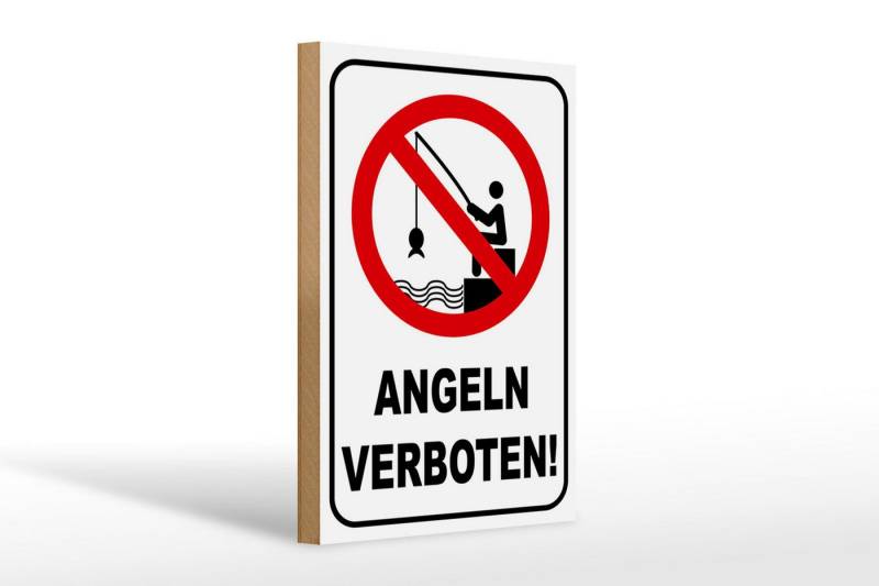 Femer GmbH Holzbild Hinweis 20x30cm Angeln verboten Warnschild, Hinweise und Warnungen (1 St), Glatte Holzfaserplatte (MDF), vorn beschichtet von Femer GmbH